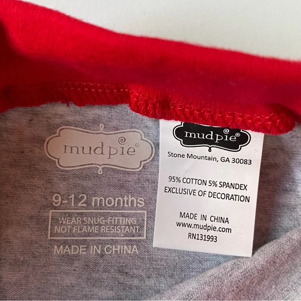 Mud Pie Kids Santa Pajamas Size 9 12 Months Christmas 2 Piece Long Johns Trees